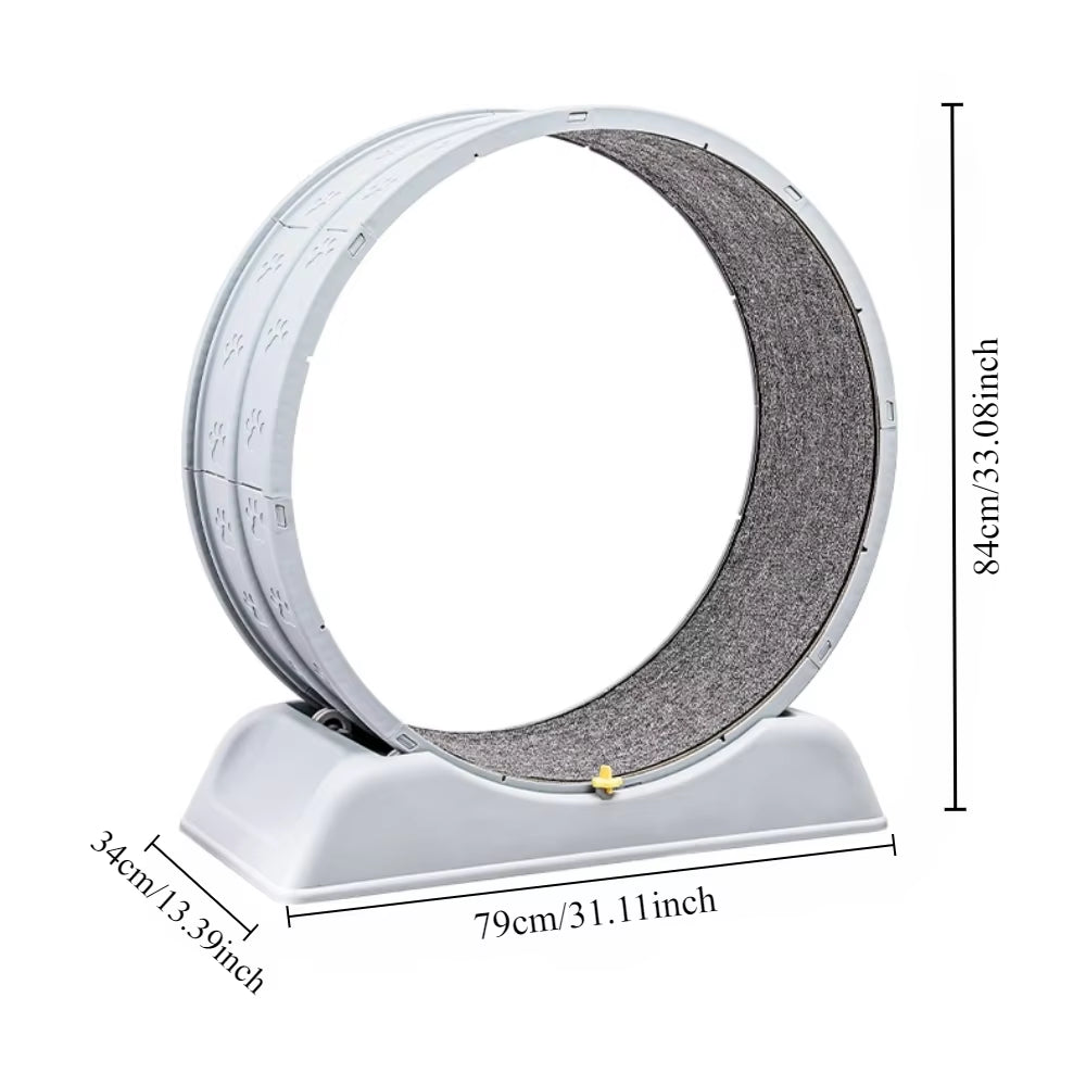 Cat Running Exercise Wheel Treadmill, Ultra-Quiet Safety Cat Training Toy with and Locking Mechanism,Removable Carpeted Runway