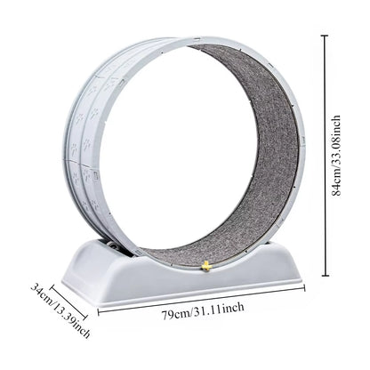 Cat Running Exercise Wheel Treadmill, Ultra-Quiet Safety Cat Training Toy with and Locking Mechanism,Removable Carpeted Runway