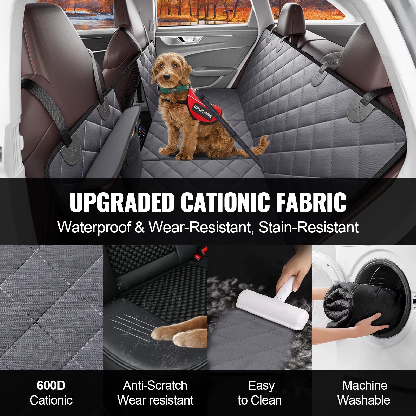 Back Seat Extender for Dogs Dog Hammock for Car Back Seat Waterproof Hard Bottom Dog Car Seat Cover for Back Seat