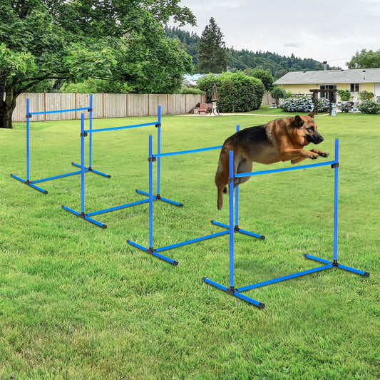 Agility Set Dogs 4 Piece Height Adjustable Agility Gear Jump Bar Set 4 Hurdles Set