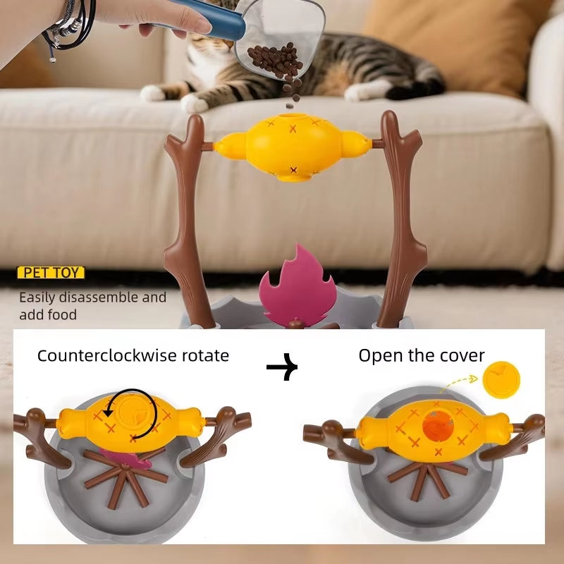 Cat and Dog Toys, Roasted Chicken Leg 360° Rotating Food Hiding and Feeding Device, Slow-Moving Feeder, Educational Items